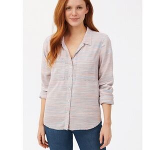 Bella Dahl Long Sleeve Button Down 100% Cotton Striped Blouse Size Small